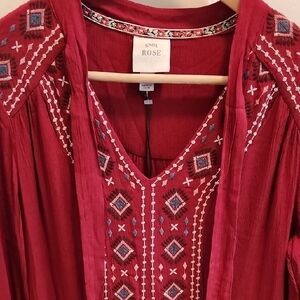 Knox Rose Burgundy Embroidered Dress